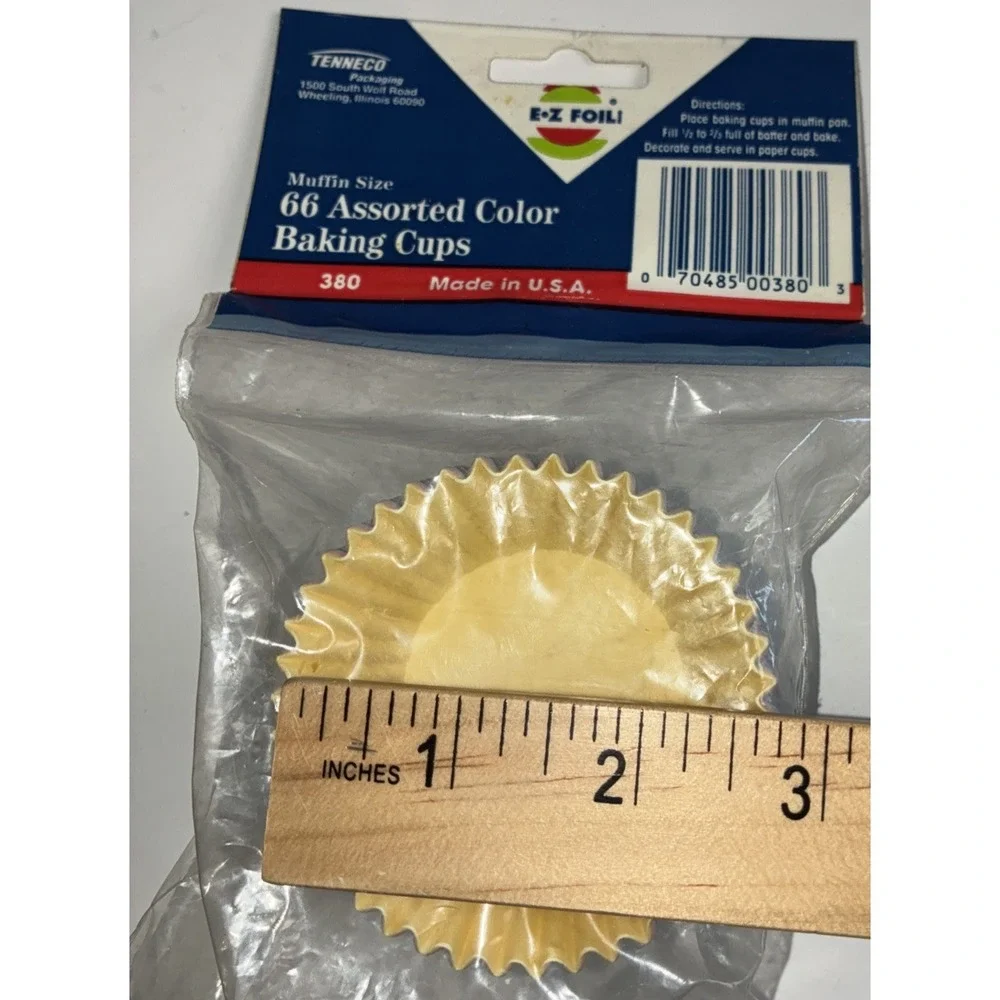 E-Z Foil Baking Cups Paper 66 Count Yellow Pink‎ Blue Made In USA Vintage NEW